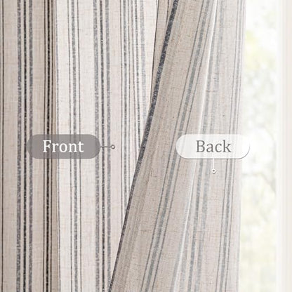 MYSKY HOME Dark Grey Striped Linen Curtains for Bedroom 52Wx63L,2 Panels - color: B-dark Grey, size: 52"W x 63"L (Pack of 2)