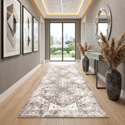 COTPOLY 2' x 5' Washable Runner Rug for Kitchen, Hallway, Entryway & Bathroom | Soft Cotton Blend, Non-Slip Low-Pile Carpet | Pet & Kid Friendly, Foldable Indoor Rug | 12 Size Options - color: Dusty Mauve, size: 2'x5'