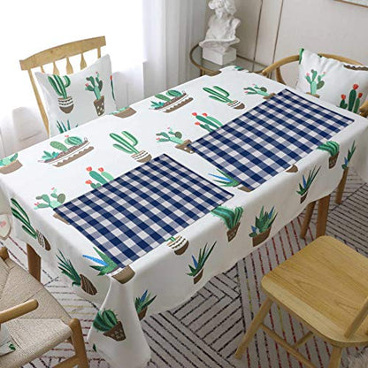 Urban Villa Two Tone Placemat Cotton Tablemat 14x20 (Set of 6) Blue/Wht - color: Blue/White Checks, size: 14" x 20"