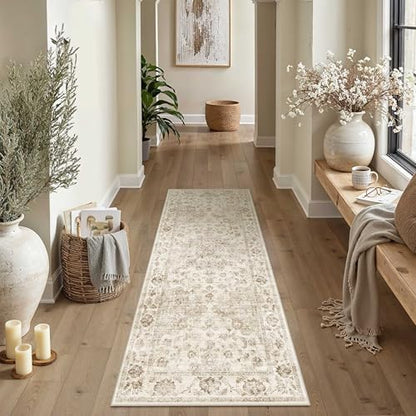Washable Neutral Beige Kitchen Runner Rug Set of 3 - color: Neutral | Beige, size: 20"x32"+20"x48"+20"x59"