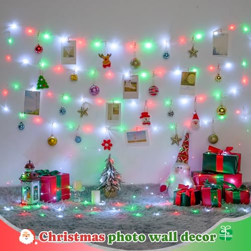 JMEXSUSS 200 LED Red White Green Fairy Lights Plug in - color: Red White Green, size: 66FT 200LED