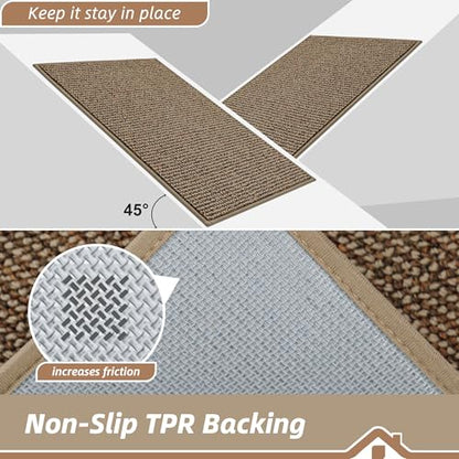 BEQHAUSE Kitchen Rugs and Mats 2PCS Non-Slip, 24"x36"+24"x60", Taupe - color: Taupe, size: 24"x36"+24"x60" (Rectangular)