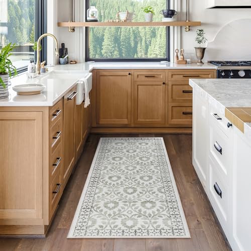 Gertmenian Indoor Boho Area Rug | Home Decor for Entryway, Bedroom, Living Room, Office, Kitchen | Non Slip, Soft, Printed Accent Rugs | Esme, Sage, 2x6 Runner, 24571 - color: Esme, Sage, size: 2'2" x 6' (Runner)