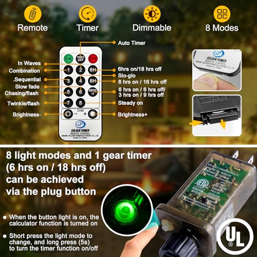 KNONEW 400FT 1200LED Green Wire Outdoor Fairy Lights Plug in Warm White - color: Warm White, size: 400FT 1200 LED Green Wire