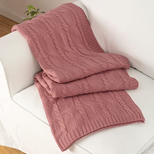 Aormenzy Dusty Pink Knit Throw Blanket, 50" x 60" - color: Dusty Pink, size: 50" x 60"