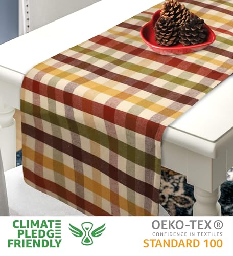 Urban Villa Table Runner Cotton Heavier Quality 14x72 Harvest Checks - color: Harvest Checks, size: 14" x 72"