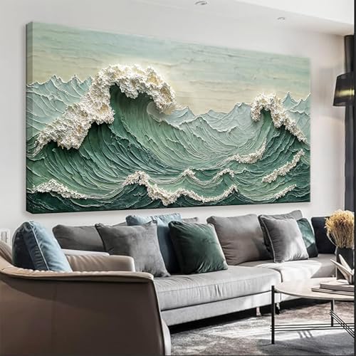 Sea Wave Abstract Wall Art Picture For Bedroom Modern Wall Art 20"X 40" - color: green., size: 40"L x 20"W