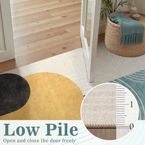DCX 2x6 Area Rug Living Room: Modern Washable Indoor Carpet Blue & Yellow - color: Yellow & Blue, size: 2' x 6' (Rectangular)