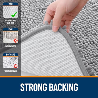 OLANLY Bathroom Rugs 30x20, Extra Soft Absorbent Chenille Bath Rugs - color: Grey, size: 30" X 20"