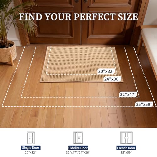 YIHOUSE Indoor Door Mat 24" x 36", Non-Slip Washable Entryway Mat, Dirt Trapper Absorbent Entrance Mat, Low Profile Floor Mat for Front/Back Door, Entryway, Khaki - color: Khaki, size: 24"x36" (Rectangular)