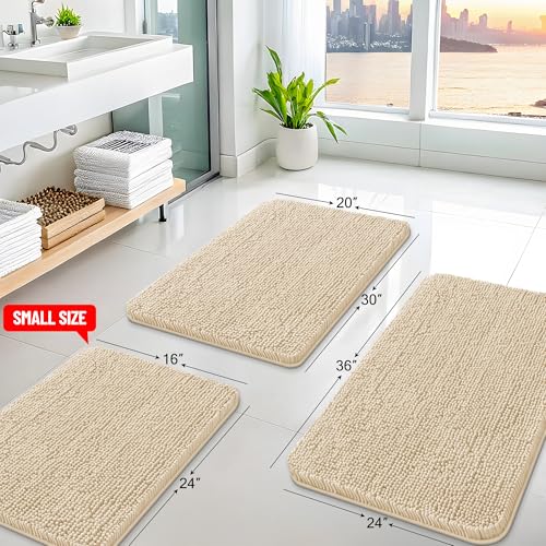 Arotive Bathroom Rugs 70x20, Soft Absorbent Shaggy Chenille Bath Rugs - color: Beige, size: 70" X 20"