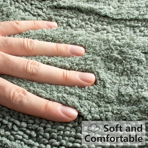 KOEXM Half Circle Boho Bathroom Rugs with Tassels 100% Cotton - color: Sage Green, size: 1'10" x 3'1" (Semicircular)