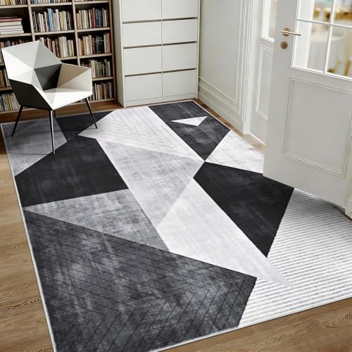 Yinhua Geometric Washable Rugs 3x5 Modern Living Room Rug Washable, Grey - color: Grey, size: 3 x 5 ft