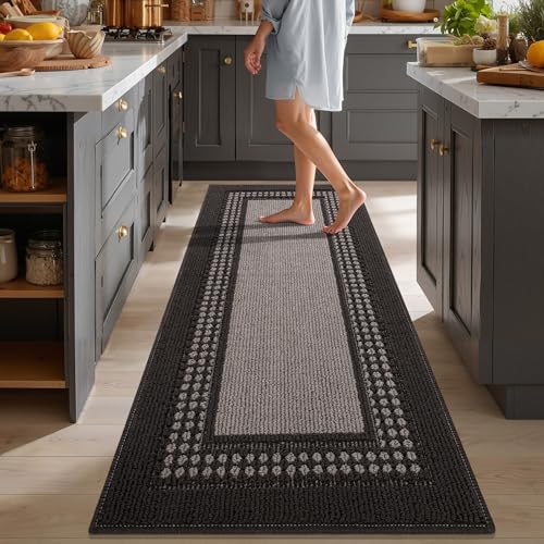 hicorfe Kitchen Runner Rug,20"x48" Kitchen Set,Non-Slip Kitchen Mat - color: Grey, size: 20"x48"