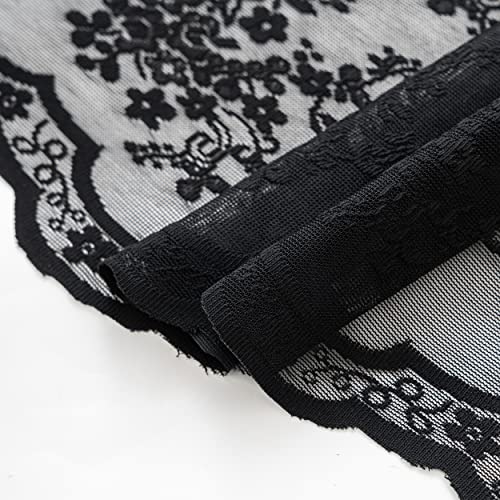 TUDECO Black Lace Shower Curtain for Small Bathroom, 36''W x 72''L - color: Black, size: 36"W x 72"L (Pack of 1)