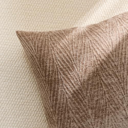 Throw Pillow Covers 24x24 Inch Set of 2, Textured Leaf Style, Tan - color: Tan, size: 24" x 24" (Pack of 2)