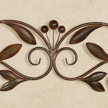 Touch of Class Catalonia Olive Metal Wall Art Topper, Large, Brown - color: Brown, size: 8"L x 46"W