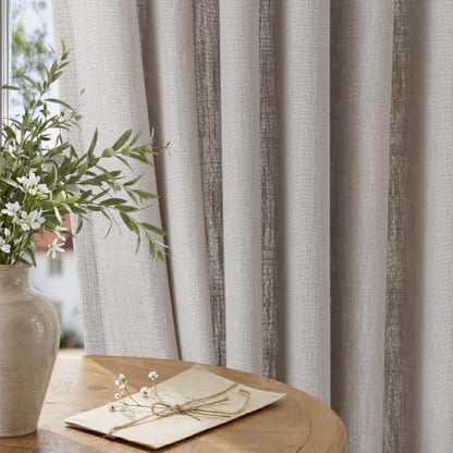 Semi Sheer Pinch Pleated Linen Curtains for Living Room 90 Inches, Greige - color: Greige, size: 40"W x 90"L (Pack of 2)