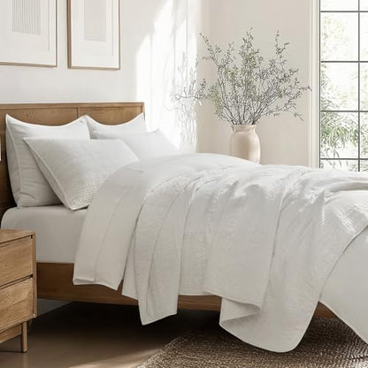 EVERGRACEHOME 100% Cotton Quilt Set Oversized Cal King, Warm White - color: Warm White (Yellow Undertones), size: Oversized Cal King (118" X 102")