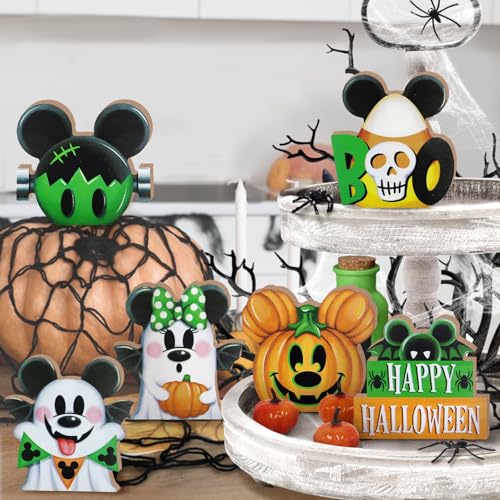 Halloween Tiered Tray Decor, Cute Green Ghost Tray Decorations - style: Halloween Ghost
