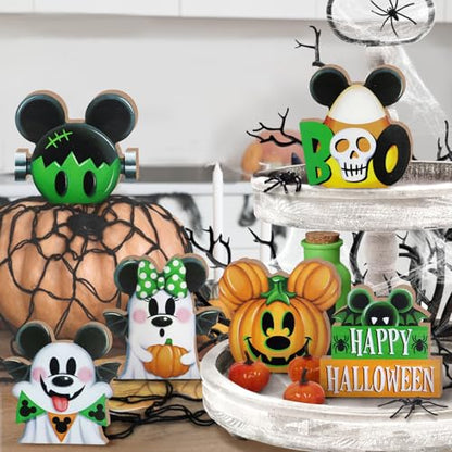 Halloween Tiered Tray Decor, Cute Green Ghost Tray Decorations - style: Halloween Ghost