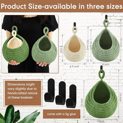 Honeydak 3 Hanging Baskets, Sage Green Mix, Classic Teardrop - color: Sage Green Mix, style: Classic Teardrop