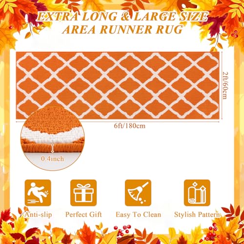 SHACOS Fall Runner Rug 2x6 ft Dirt Trapping Hallway Kitchen Rug Runner - color: Orange, size: 2' x 6'