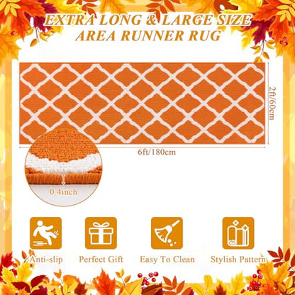 SHACOS Fall Runner Rug 2x6 ft Dirt Trapping Hallway Kitchen Rug Runner - color: Orange, size: 2' x 6'