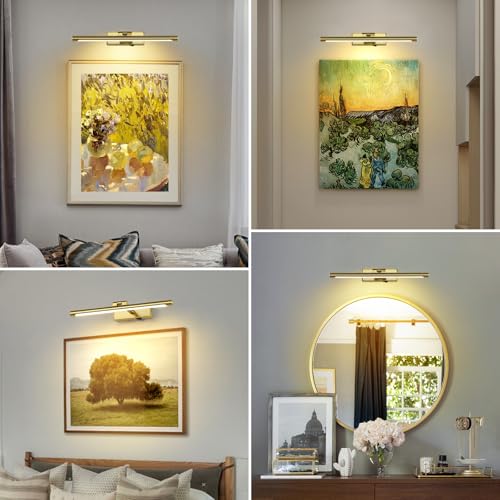 15.75 Inch Gold Picture Light Battery Operated with Remote - color: Gold, size: 15.75 In