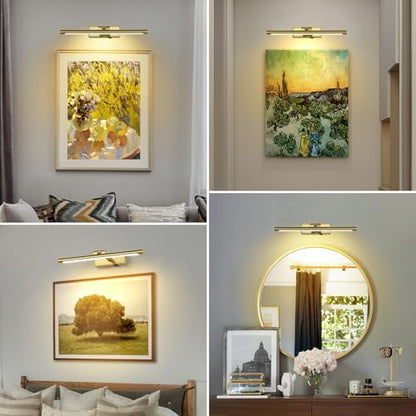 15.75 Inch Gold Picture Light Battery Operated with Remote - color: Gold, size: 15.75 In