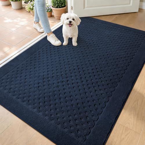 Dirt Trapper Door Mat 36"x 60", Non-Slip Entryway Rugs, Navy Blue - color: Navy Blue, size: 36" x 60"