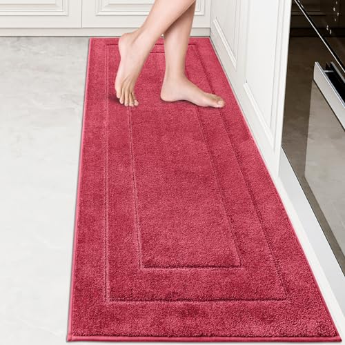 PURRUGS Kitchen Runner Rug, Kitchen Mat, 24" x 70", Burgundy Red - color: Burgundy Red, size: 24" X 70"