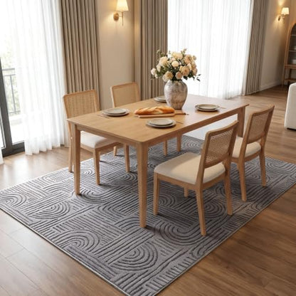 Etwel 5x7 Dark Gray Geometric Textured High-Low Pile Washable Area Rug - color: Dark Gray, size: 5' x 7'