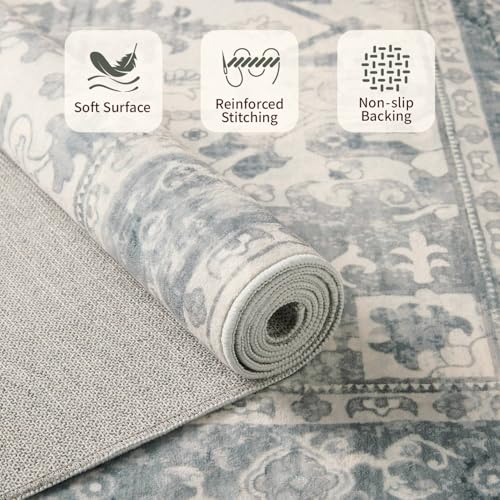 Rugxara 6x9 Washable Area Rug for Living Room,Light Blue Grey - color: Blue & Grey, size: 6' x 9' (Rectangular)