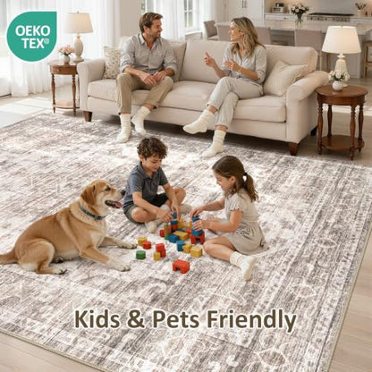 9x12 Area Rugs for Living Room: Washable Neutral Soft Beige Rug - color: Beige, size: 9' x 12' (Rectangular)