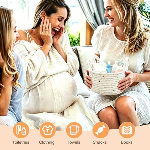 uxcell Small Cotton Rope Woven Storage Basket 6.7x5.5" Cute White Speckles - color: White Speckles, size: 6.7x5.5"