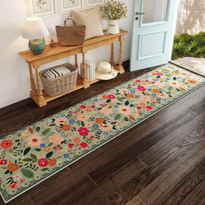 Rugcomf Runner Rug 2'7"x12' Washable, Green - color: Green, size: 2'7" x 12' (Rectangular)