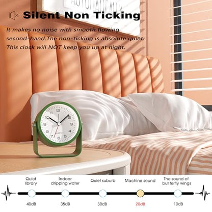 AYRELY® 3.5" Small Analog Travel Alarm Clock, Battery Operated Desk Clock - color: Dark Green