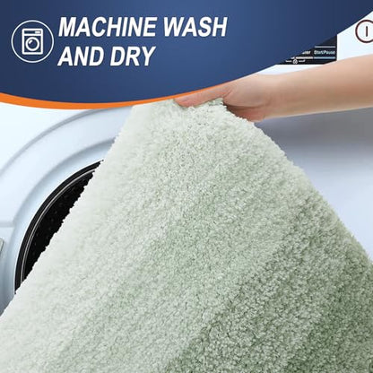 OLANLY Bathroom Rugs Mat 34x21, Extra Soft Absorbent Microfiber Bath Rugs - color: Sage Green, size: 34" X 21"