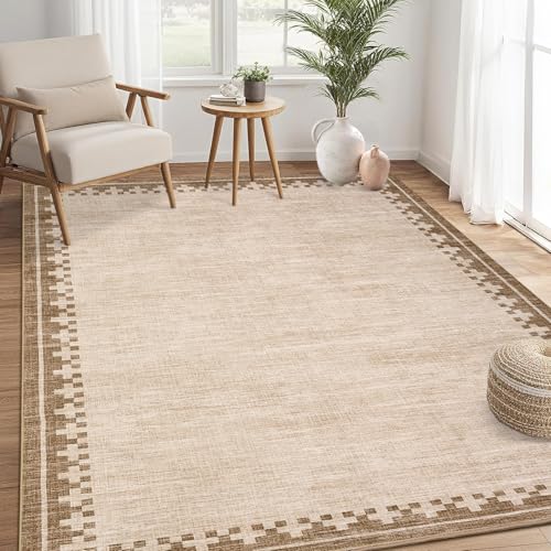GarveeHome 10x13 Large Area Rug for Living Room Washable Low Pile Carpet - color: Beige, size: 10' x 13' (Rectangular)