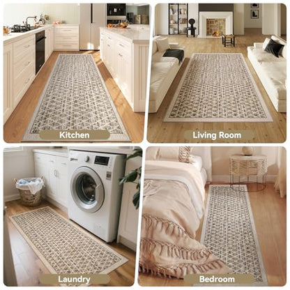 Runner Rug for Washable,Low Pile Kitchen Runner Rug,2x5ft,Beige - color: Beige, size: 2'x5'