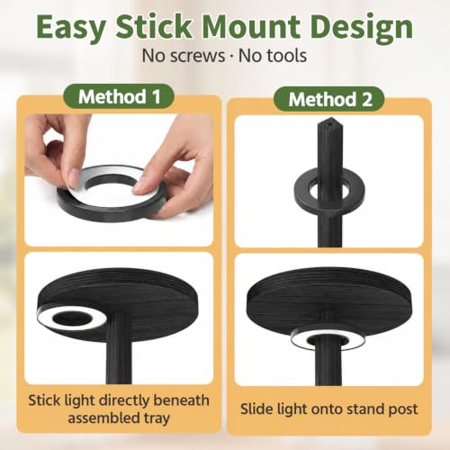 LASZOLA Wood Small Plant Stand Table Indoor Tall with Lights, 3 Tier Black - color: Black with Light, size: 3 Tier