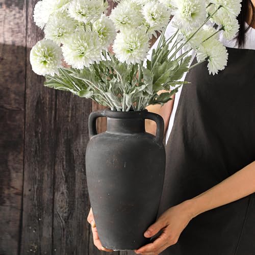 Ceramic Flower Vase with Handles, 11 Inch Tall Farmhouse Vase - color: 103-4-11.4in