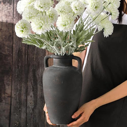 Ceramic Flower Vase with Handles, 11 Inch Tall Farmhouse Vase - color: 103-4-11.4in