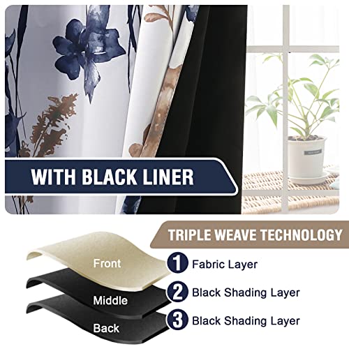 H.VERSAILTEX 100% Blackout Curtains 84 Inches for Bedroom, Navy/Taupe - color: Navy/Taupe, size: 52"W x 84"L (Pack of 2)