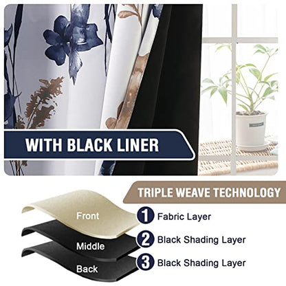 H.VERSAILTEX 100% Blackout Curtains 84 Inches for Bedroom, Navy/Taupe - color: Navy/Taupe, size: 52"W x 84"L (Pack of 2)