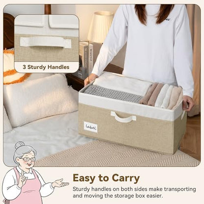 GRANNY SAYS Extra Large Storage Bins with Lids, Closet Bins, White&Khaki - color: White/Khaki, size: Extra Large - 1 Pack