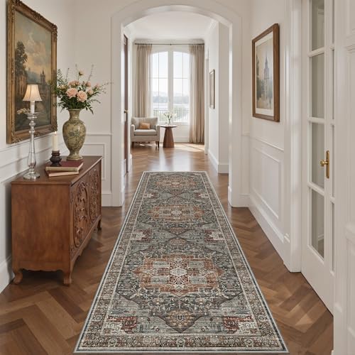 Roxstand Washable 2.6x8 Hallway Runner Rug, Grey/Brown/Tan - color: Grey/Brown/Tan, size: 2'6" x 8' (Runner)