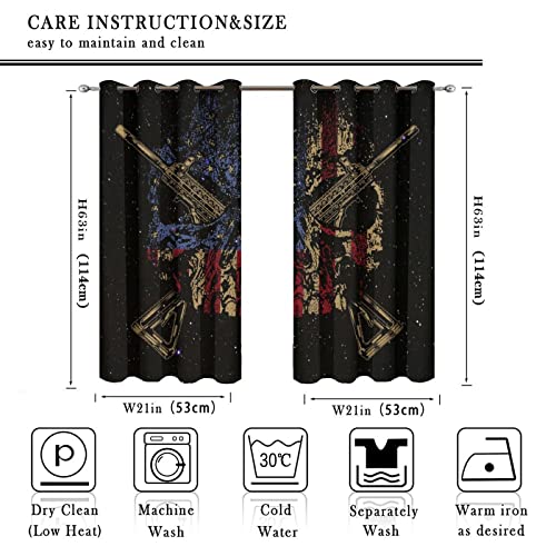 Abstract American Flag Curtains,Independence Day Fantasy Galaxy Gothic Flag Colors Skull Window Treatments Thermal Insulated Grommet Blackout Curtains for Bedroom 2 Panels 45L x 21W - color: Abstract American Flag, size: 42"W x 45"L (Pack of 1)