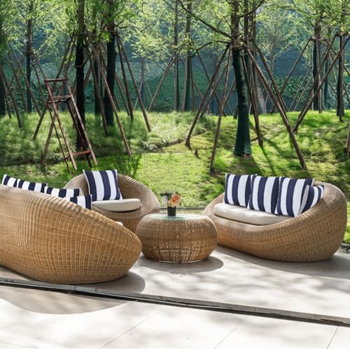 JMGBird 18x18 Blue with White Throw Pillows with Inserts Included - color: Navy Blue With White